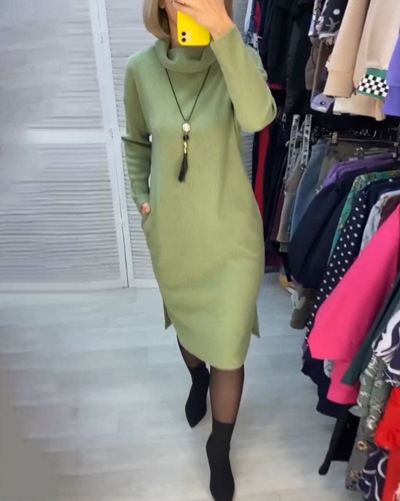 Levoire | Robe Unie Avec Col Fendu