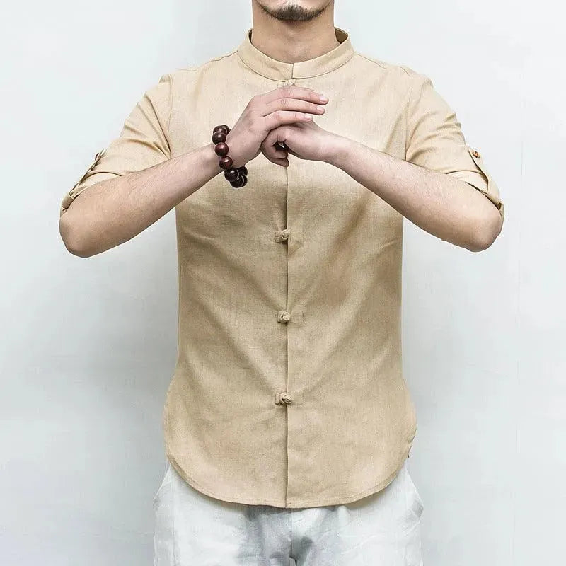 Levoire | Chemise en lin à manches longues pour hommes Reiswhite