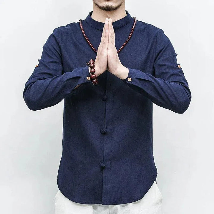 Levoire | Chemise en lin à manches longues pour hommes Bleu foncé
