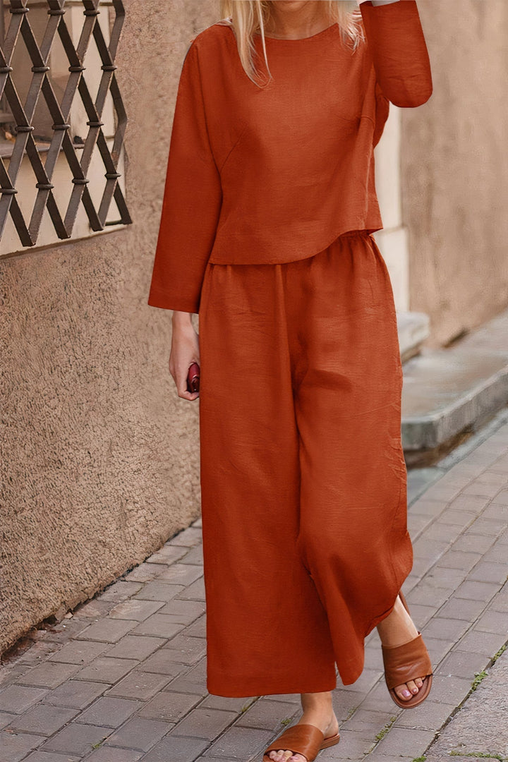 Levoire | Blouse Légère & Pantalon En Lin Set Rostig orange