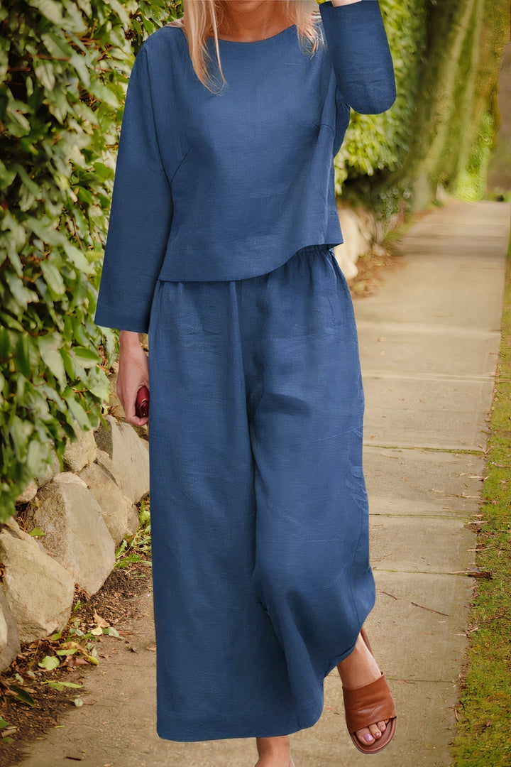 Levoire | Blouse Légère & Pantalon En Lin Set bleu foncé