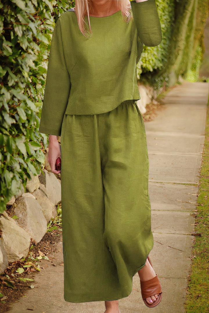 Levoire | Blouse Légère & Pantalon En Lin Set Vert olive