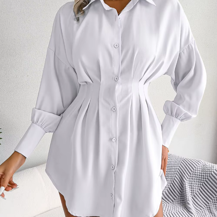 Levoire | Robe Chemise Élégante Avec Taille Ajustée Blanc