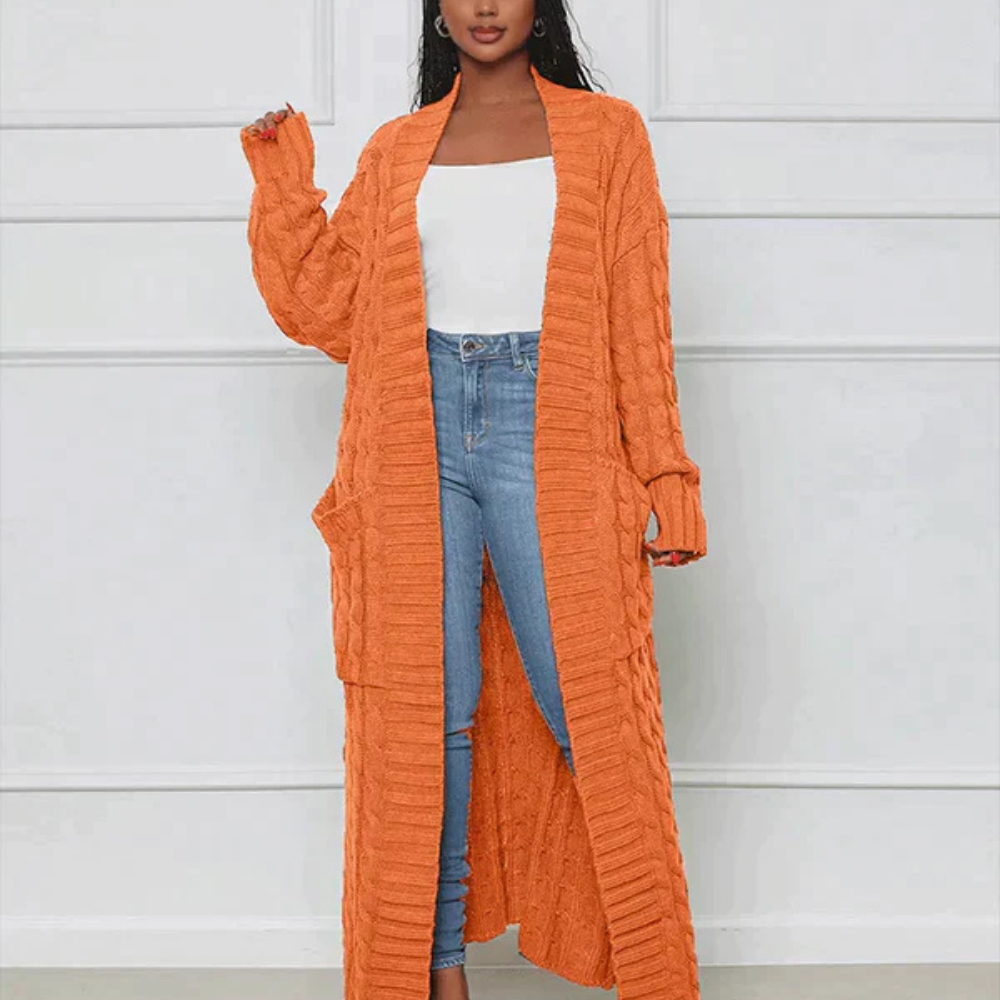 Levoire | Veste En Tricot Plus Longue Pour Femmes Couleur orange