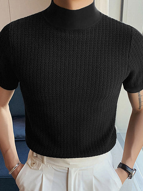 Levoire | T-Shirt Col Haut Manches Courtes Noir