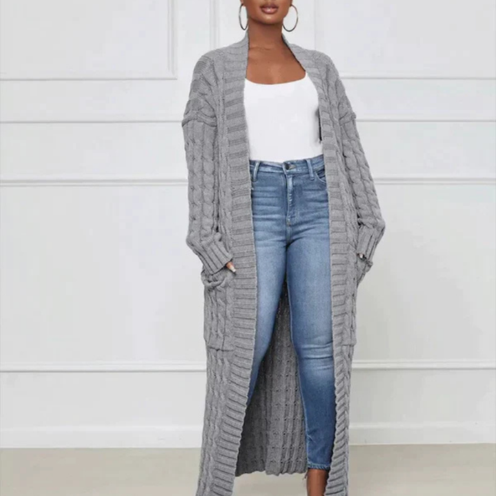 Levoire | Veste En Tricot Plus Longue Pour Femmes Gris