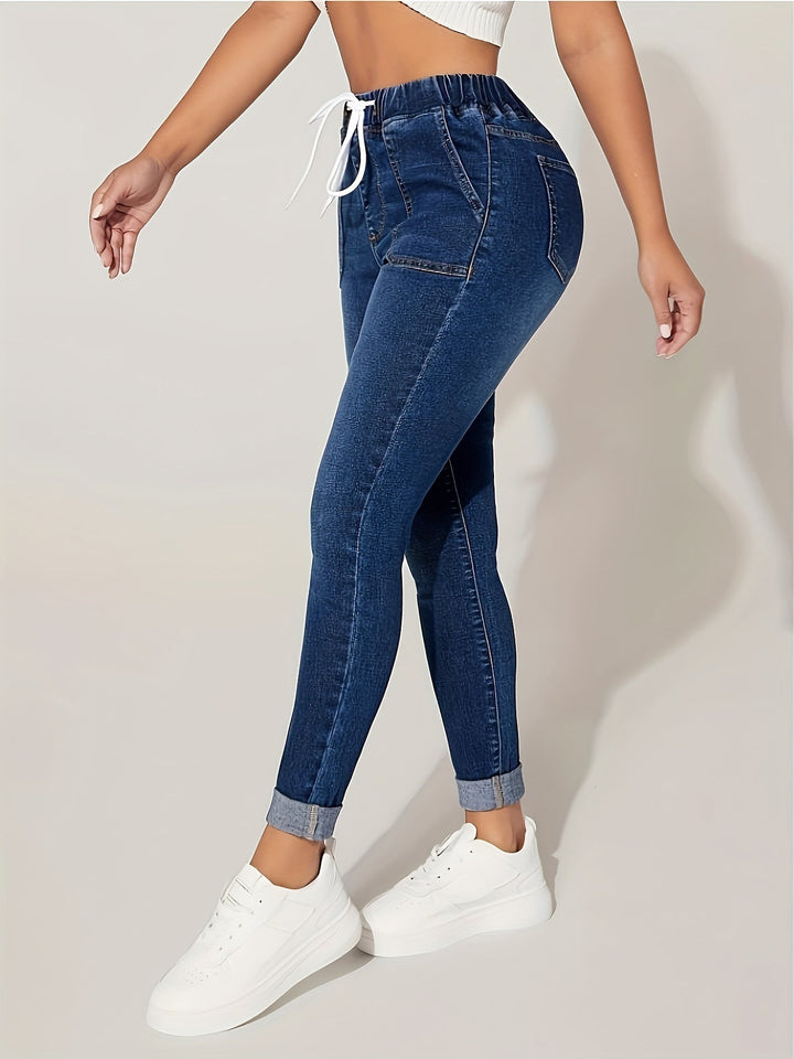 Levoire | Relaxant Fit Jeans Femmes Taille Haute Et Cordon