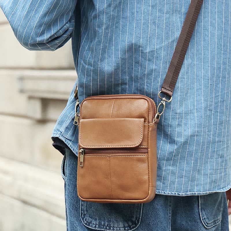 Levoire | Petit Sac À Bandoulière En Cuir Véritable Pour Hommes Braun Une taille
