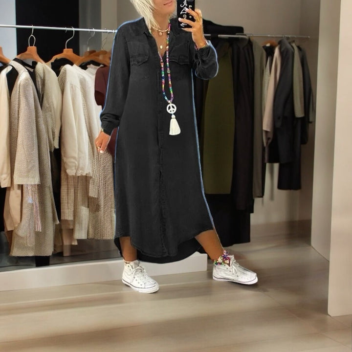 Levoire | Robe Boho En Denim Décontractée Grande Taille Noir