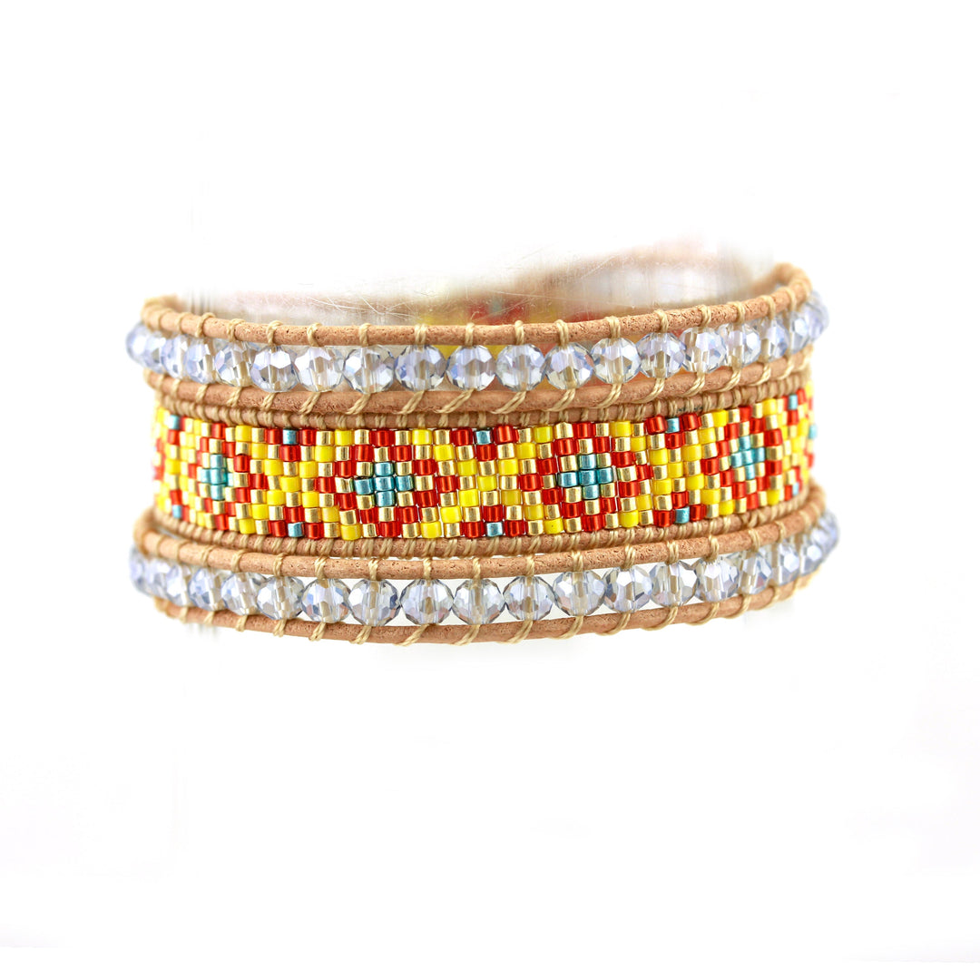 Levoire | ethnique Edyna en Cuir et Métal Rhodié et Perles de Miyuki - Livraison Offerte