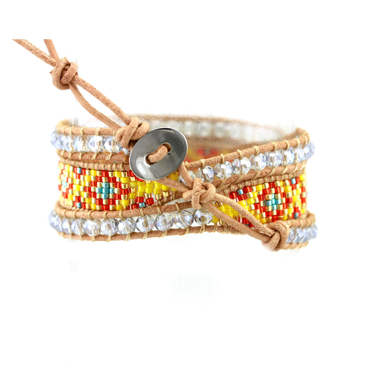 Levoire | ethnique Edyna en Cuir et Métal Rhodié et Perles de Miyuki - Livraison Offerte