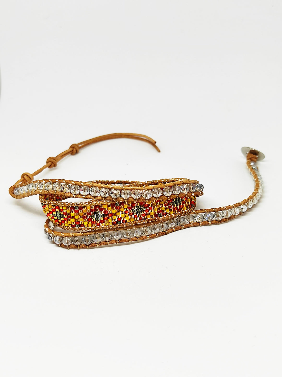 Levoire | ethnique Edyna en Cuir et Métal Rhodié et Perles de Miyuki - Livraison Offerte