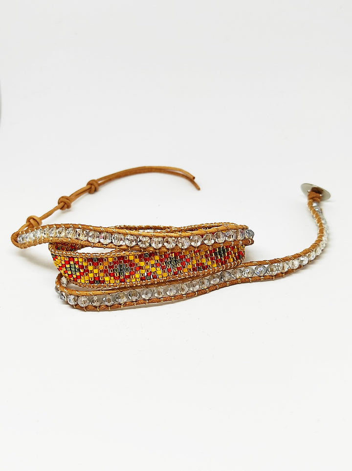 Levoire | ethnique Edyna en Cuir et Métal Rhodié et Perles de Miyuki - Livraison Offerte