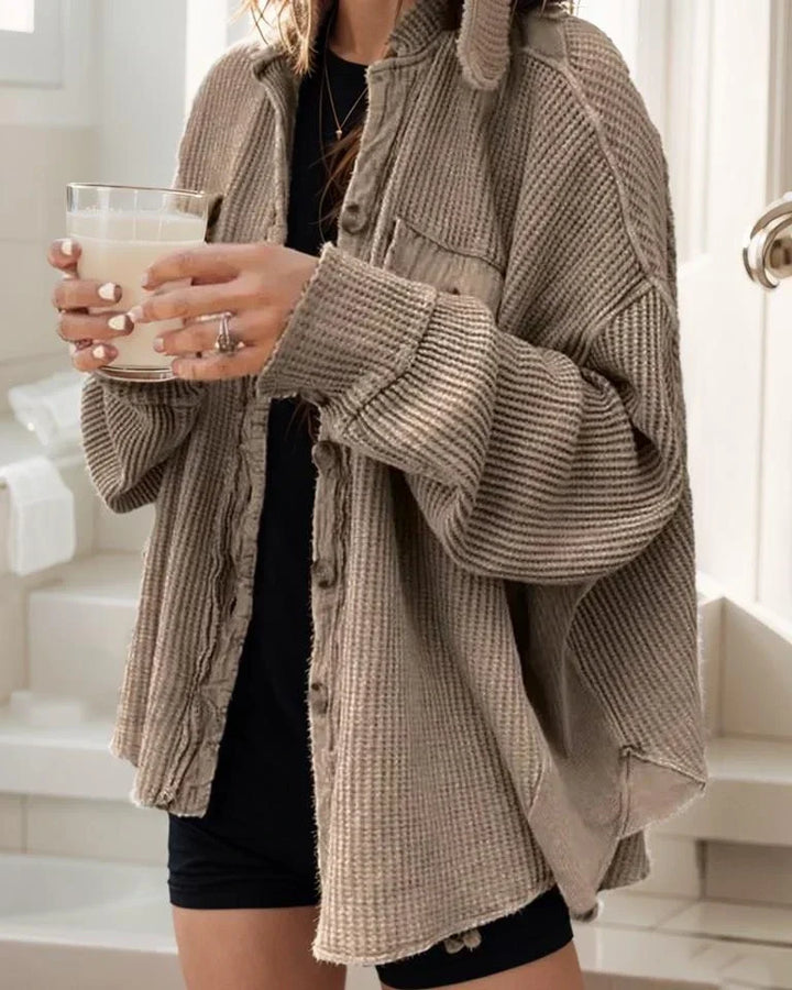 Levoire | Veste À Col Ajustable En Patchwork Chemise Irrégulière Pour Le Créateur De Tendances Moderne Braun
