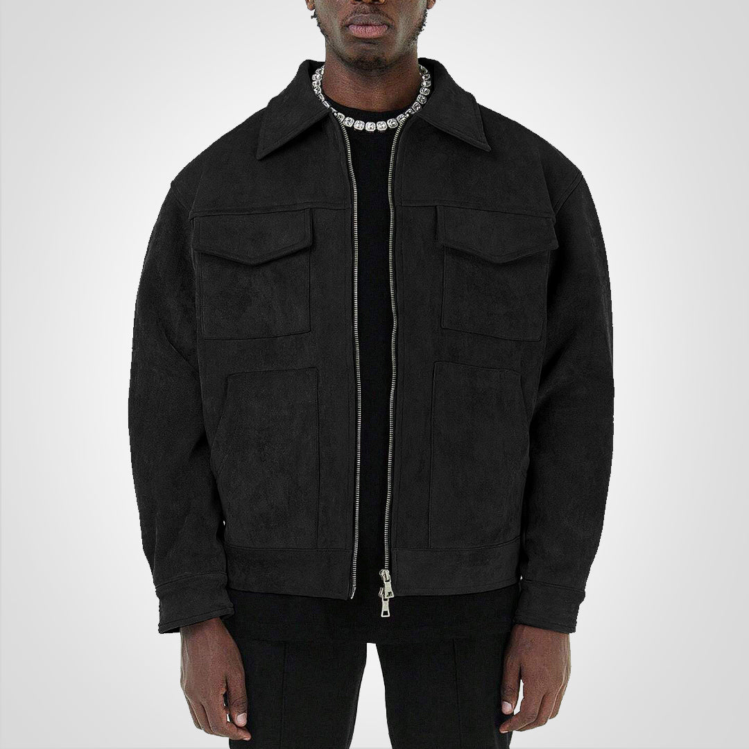 Levoire | Veste Courte En Daim Avec Fermeture Éclair Style & Confort Noir