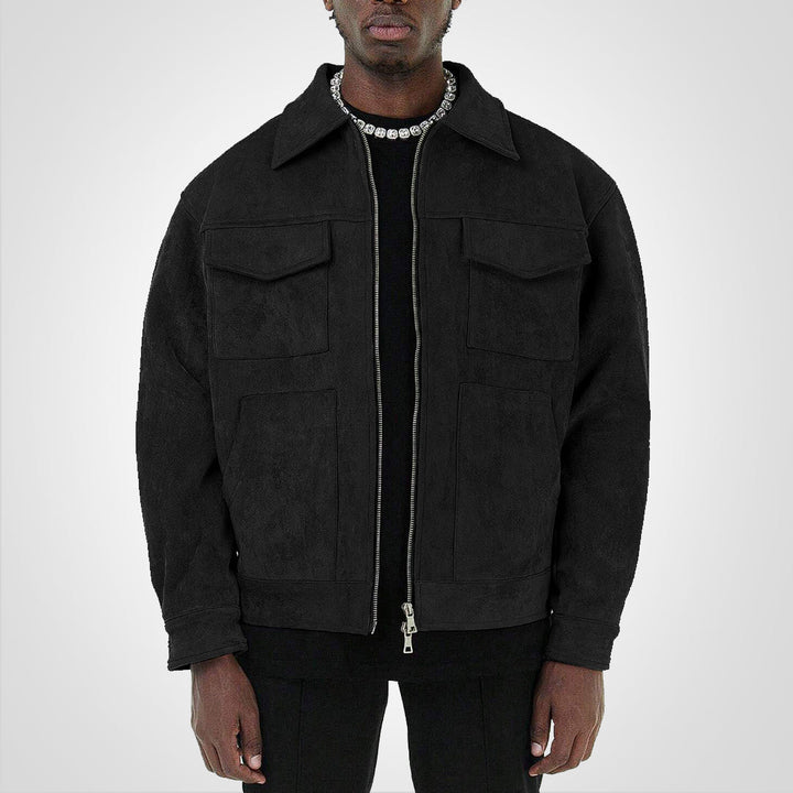 Levoire | Veste Courte En Daim Avec Fermeture Éclair Style & Confort Noir