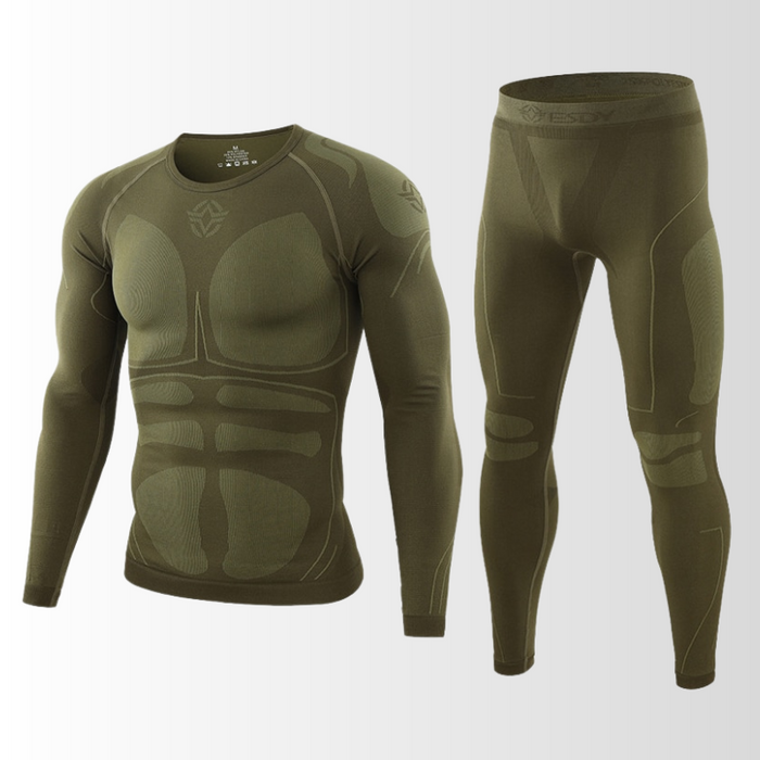 Levoire | Ensemble de sous-vêtements thermiques pour hommes Ajustement excellent Respirant et régulateur d'humidité Vert foncé