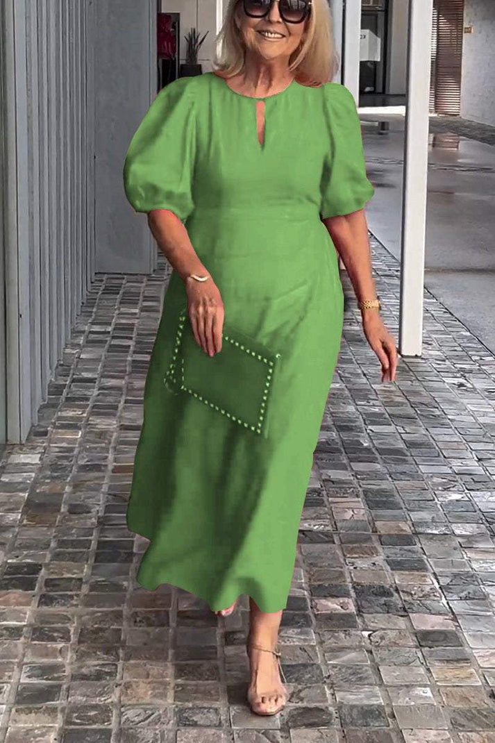 Levoire | Robe unie en coton et lin Vert