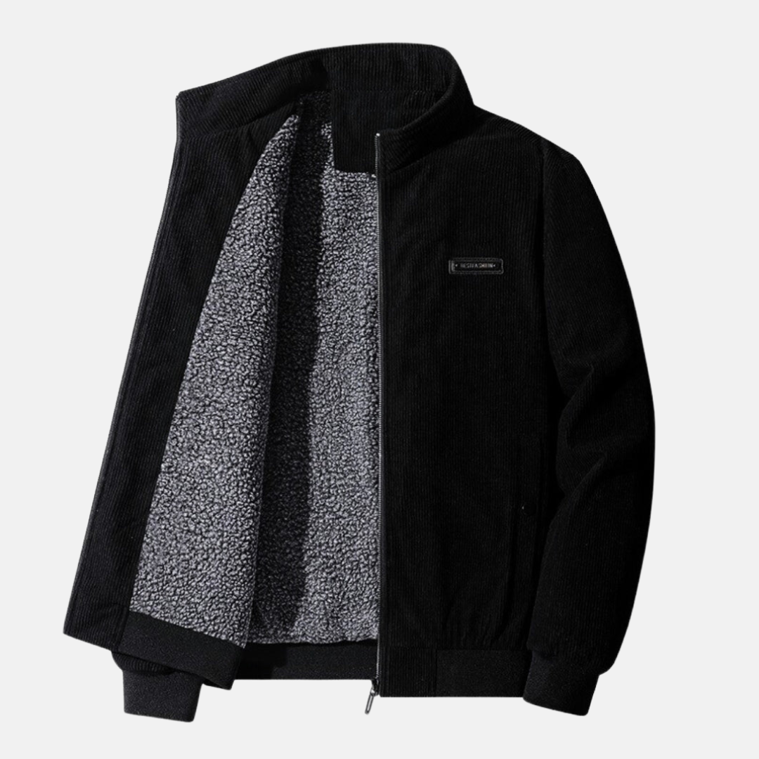 Levoire | Veste En Corduroy Enduit Avec Zip À Manches Longues En Polaire