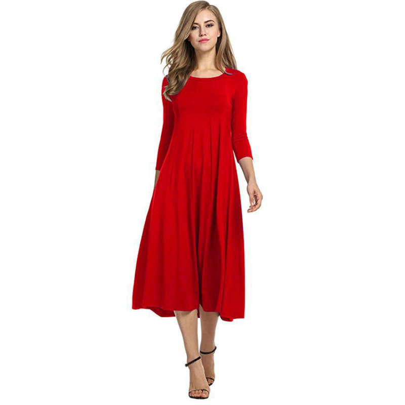 Levoire | Lssig Chic Styl Robe Trois Quarts Rot