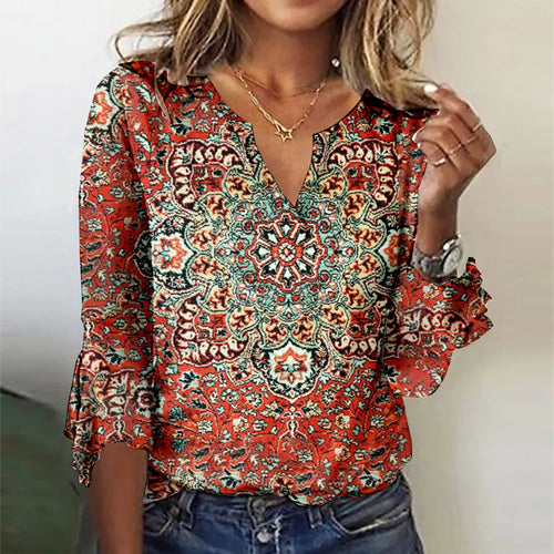 Levoire | Chemise V à col en mandala coloré