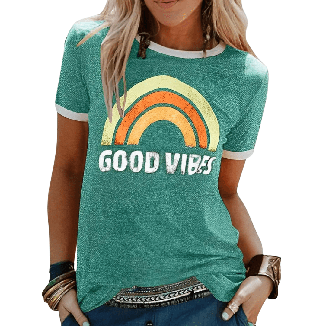 Levoire | Top Femme Tendance T-Shirt Graphique Rétro Vert