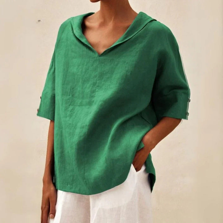 Levoire | Blouse Décontractée Aérienne Avec Décolleté En V Vert