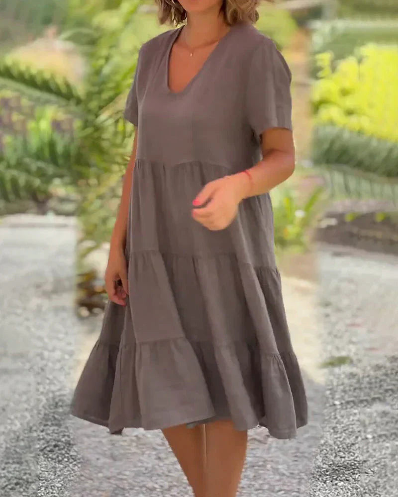 Levoire | Femme Robe Col V De Couleur Unie - Mini