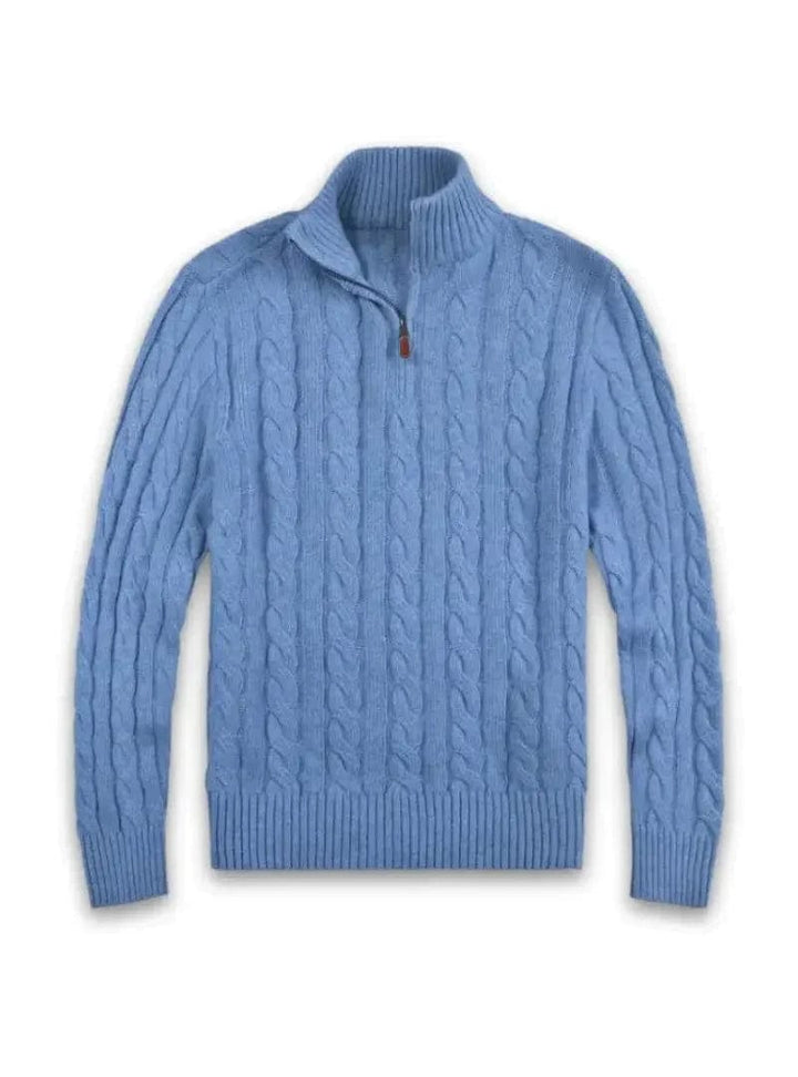 Levoire | Pull Zippé À Col Montant Chaud À Manches Longues Bleu