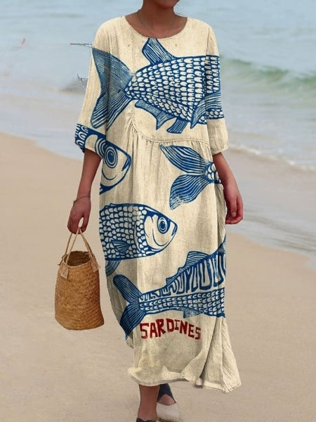 Levoire | Robe qui tombe naturellement avec impression artistique Kleid-3
