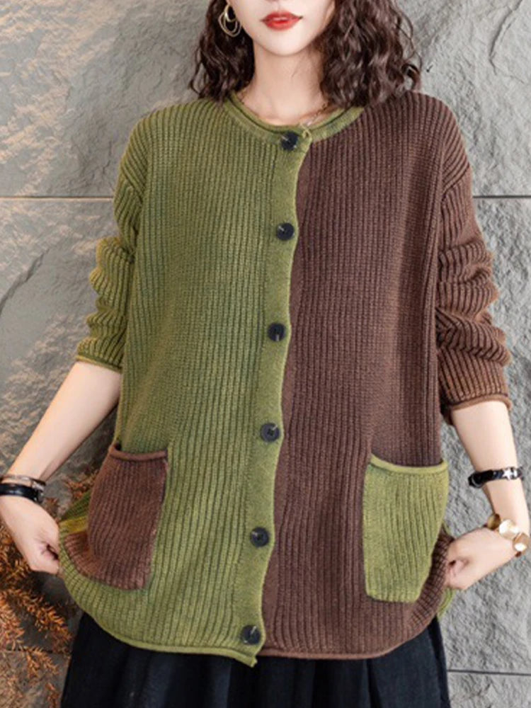Levoire | Veste En Tricot Oversize Avec Dégradé Vert Une taille