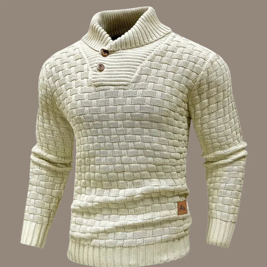 Levoire | Pull En Tricot Pour Hommes Avec Fermeture À Bouton Blanc
