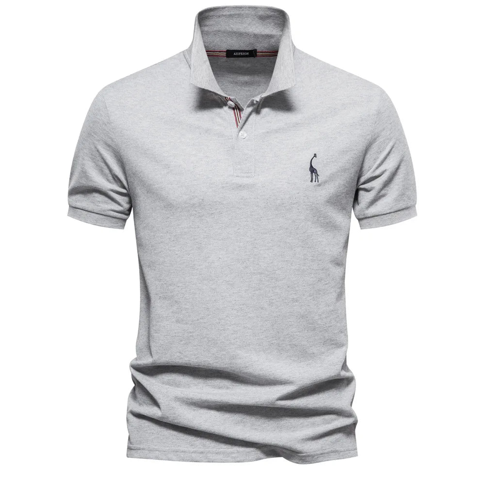 Levoire | Polo en coton luxueux avec logos de cerf Gris