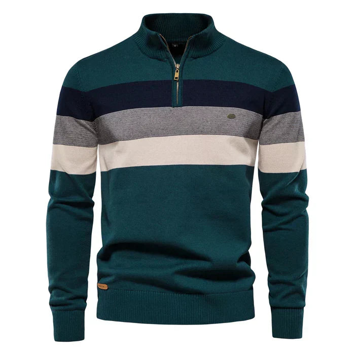 Levoire | Pull En Laine Pour Hommes Élégant Avec Fermeture Éclair Pratique Vert