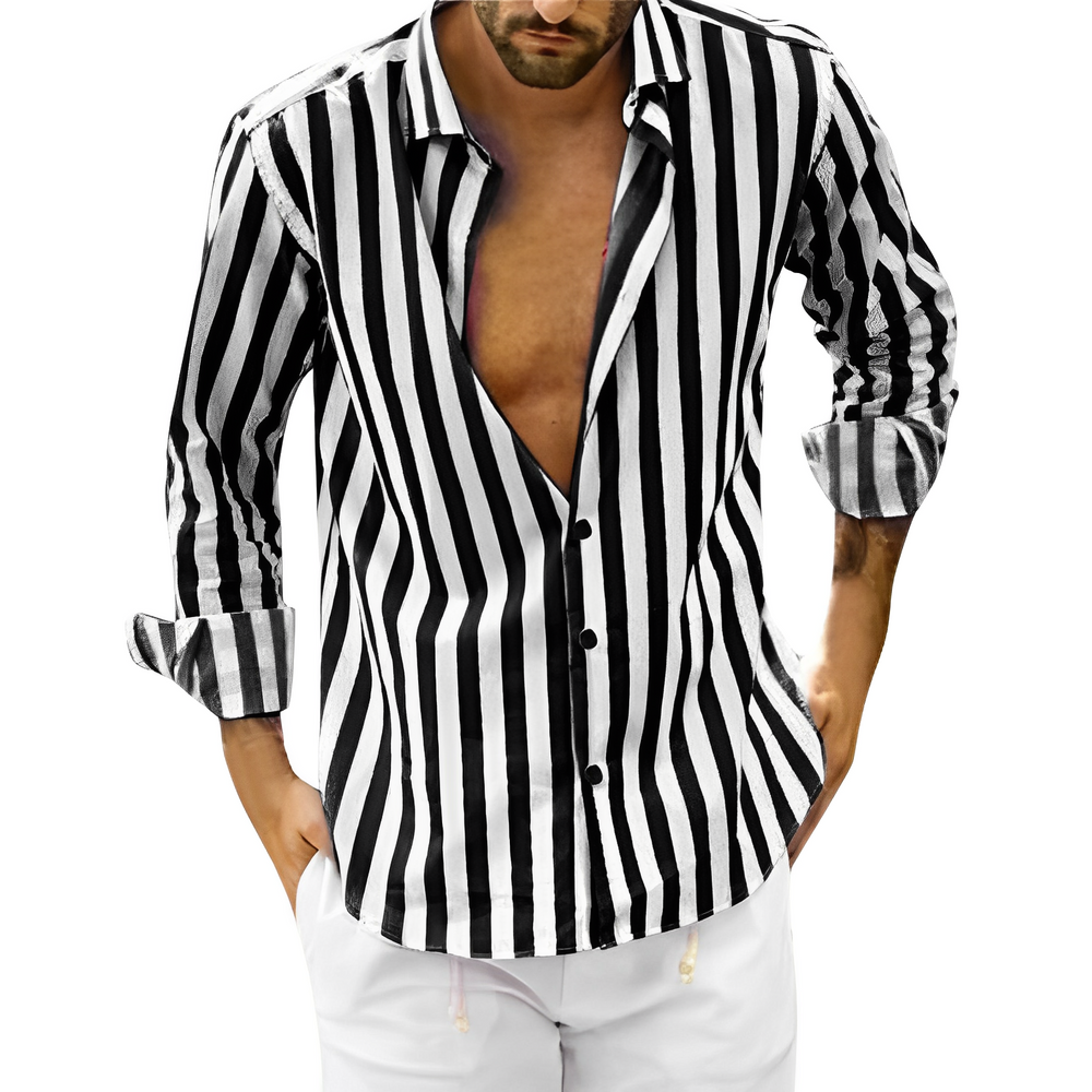 Levoire | Chemise Rayée Pour Hommes Pour L'Été Noir
