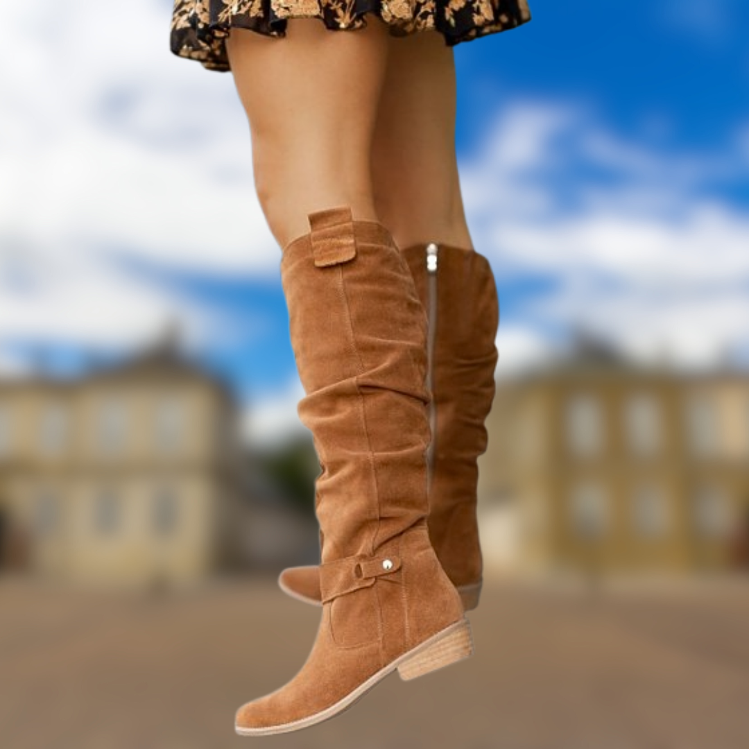 Levoire | Bottes hautes d'automne effet suédé Marroncino