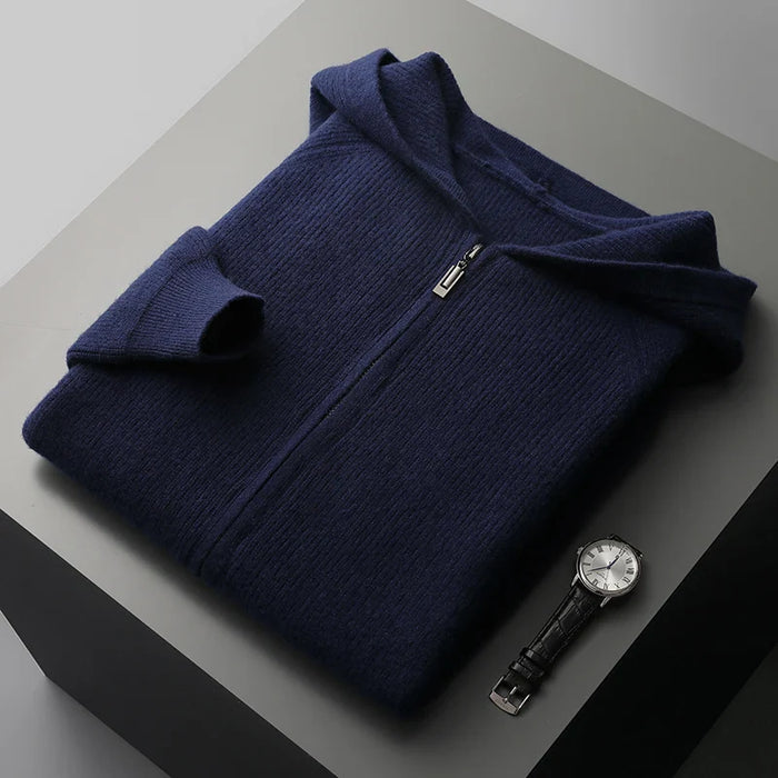 Levoire | Sweatshirt Pour Hommes Avec Capuche Et Fermeture Éclair Pour Un Usage Quotidien Marine