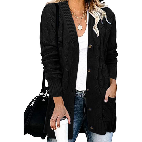 Levoire | Gilet femme avec motif torsadé, boutonnage et coupe longue