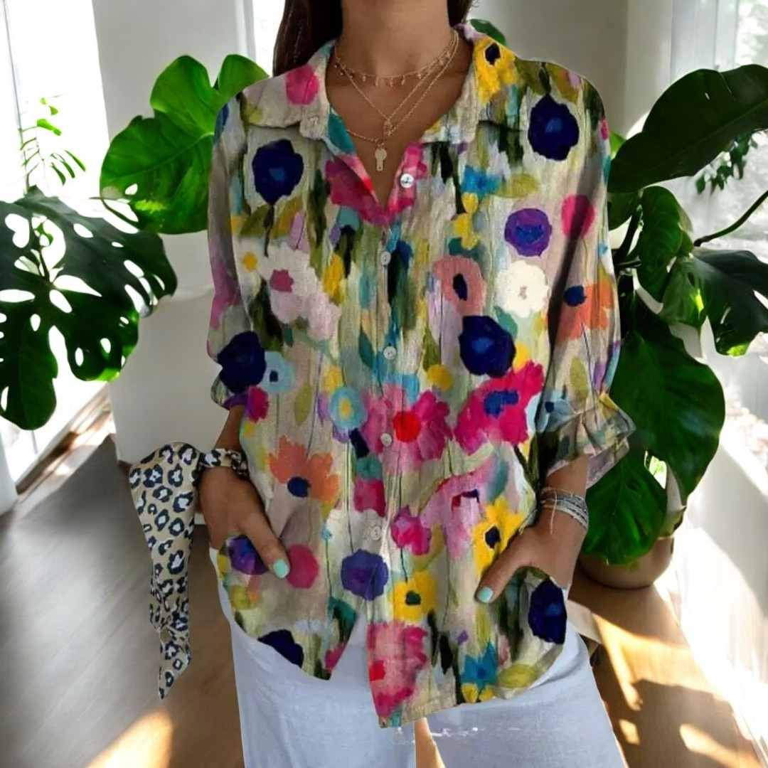 Levoire | Blouse Vive Avec Des Boutons Floraux Pour Femmes Toile
