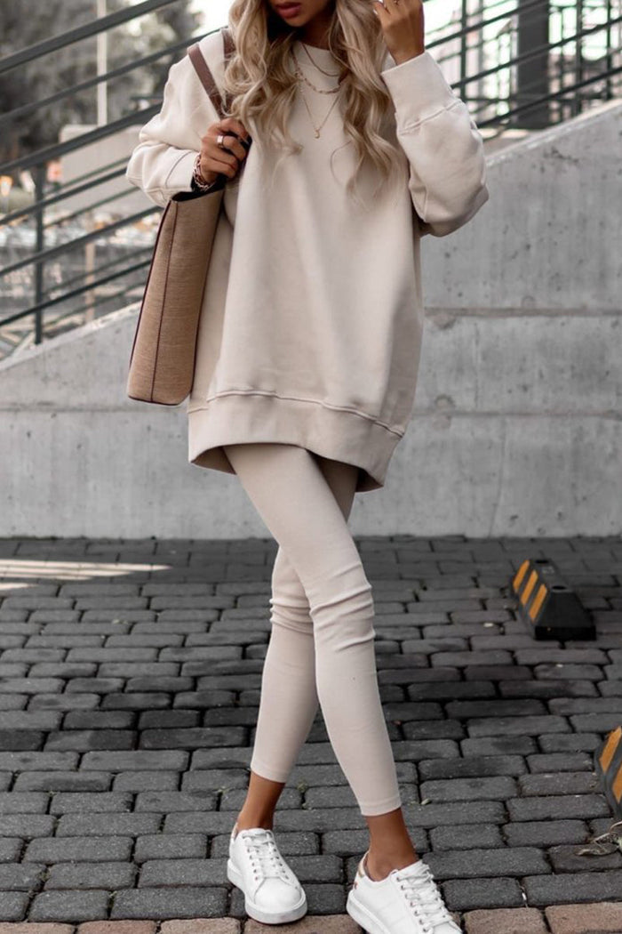 Levoire | Uni O-Cou Neck Manches Long Ensemble À Style Confort Abricot