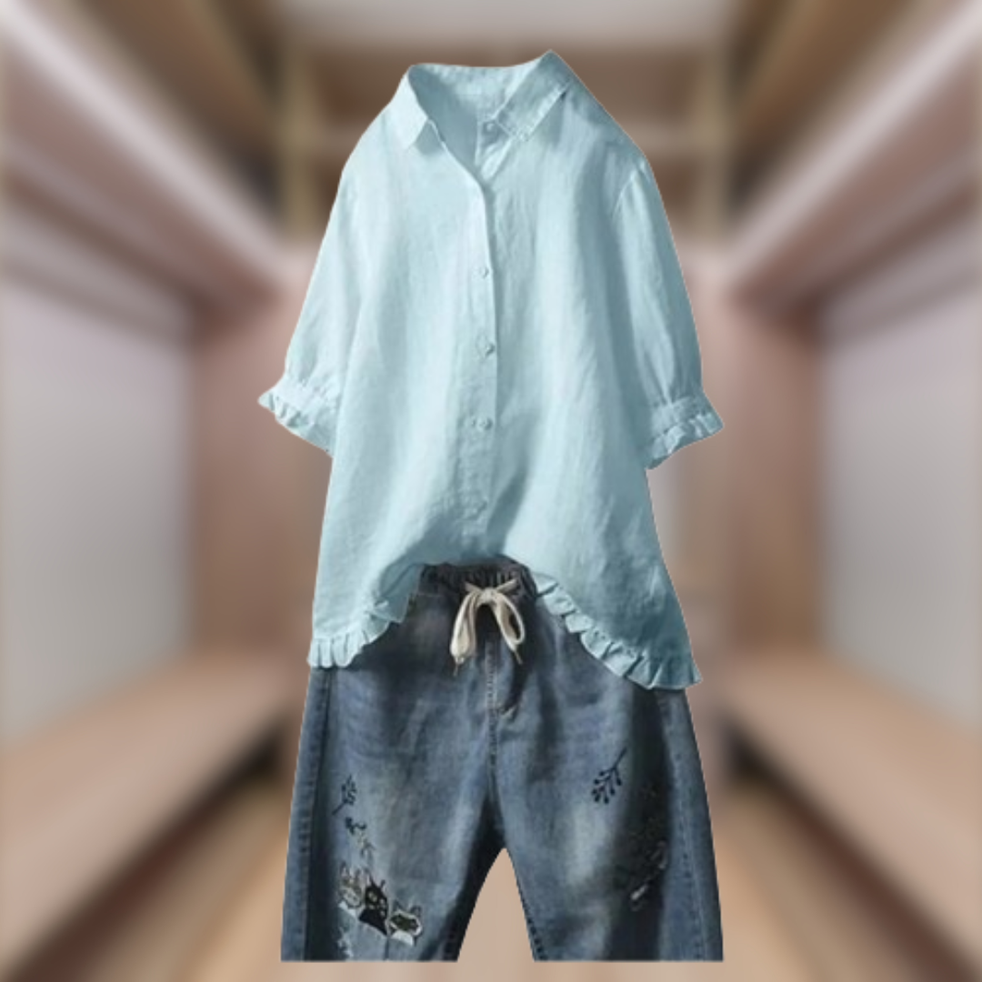 Levoire | Chemise élégante en tissu naturel Azzurro