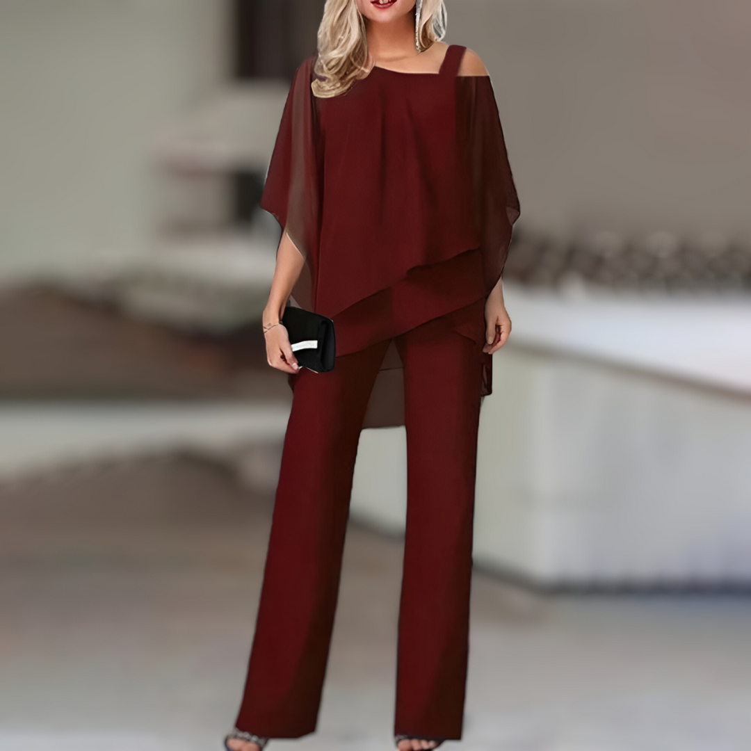 Levoire | Super Beau Ensemble Deux Pièces Pour Femmes Rouge foncé