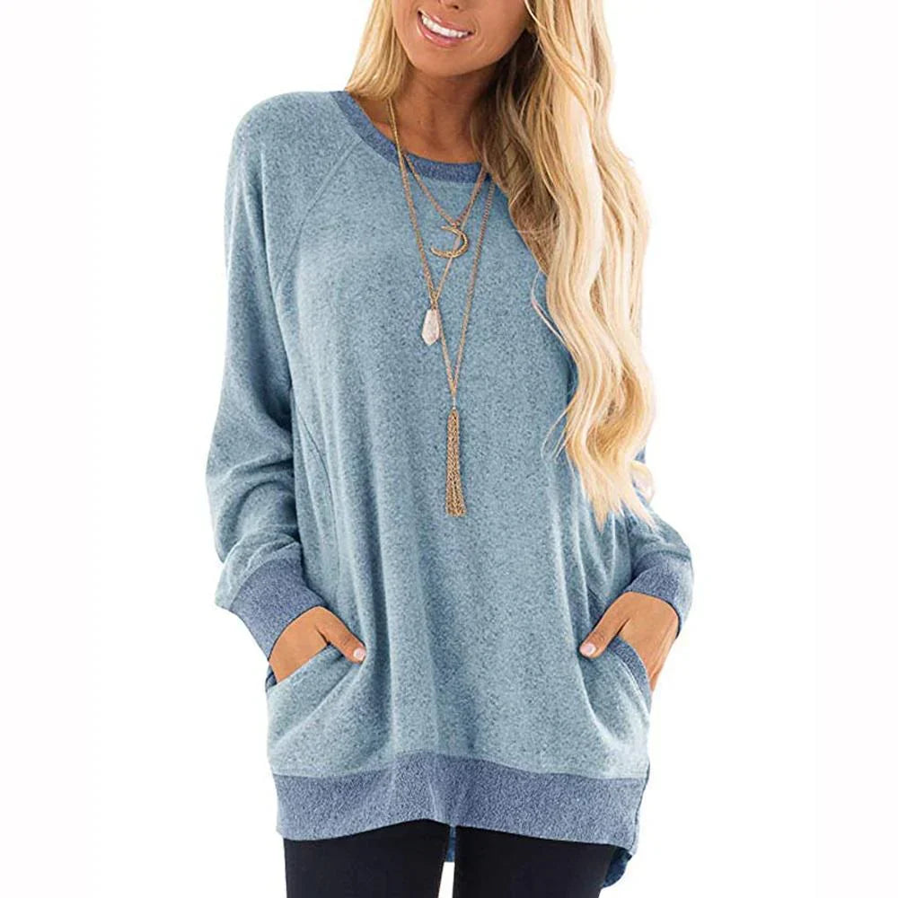 Levoire | T-Shirt Femme À Manches Longues, Col Rond Et 2 Poches