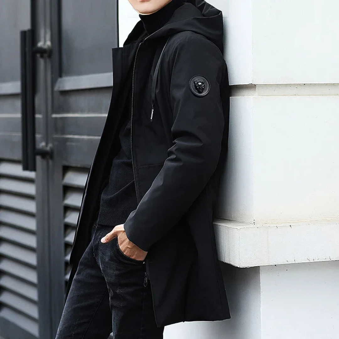 Levoire | Long Manteau Hommes Chaud Noir