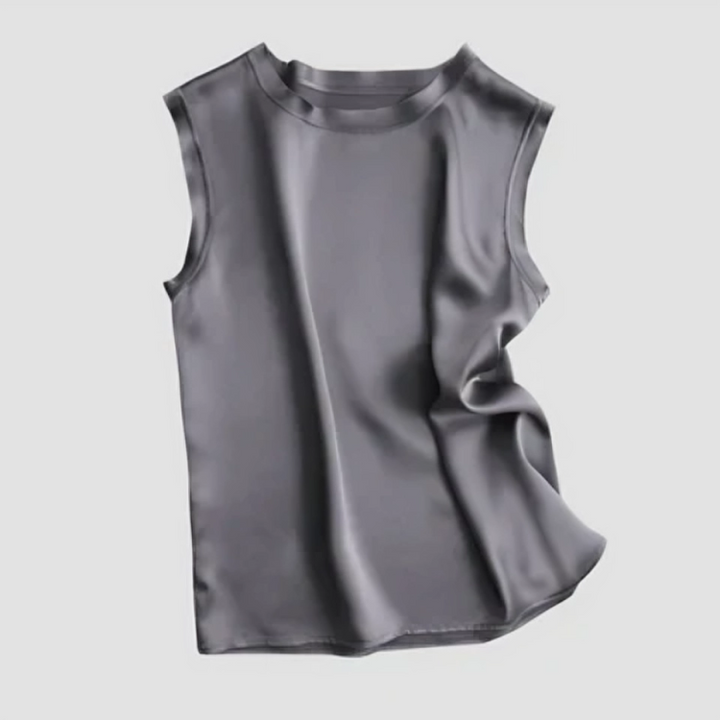 Levoire | Élégante Blouse Sans Manches En Satin Gris