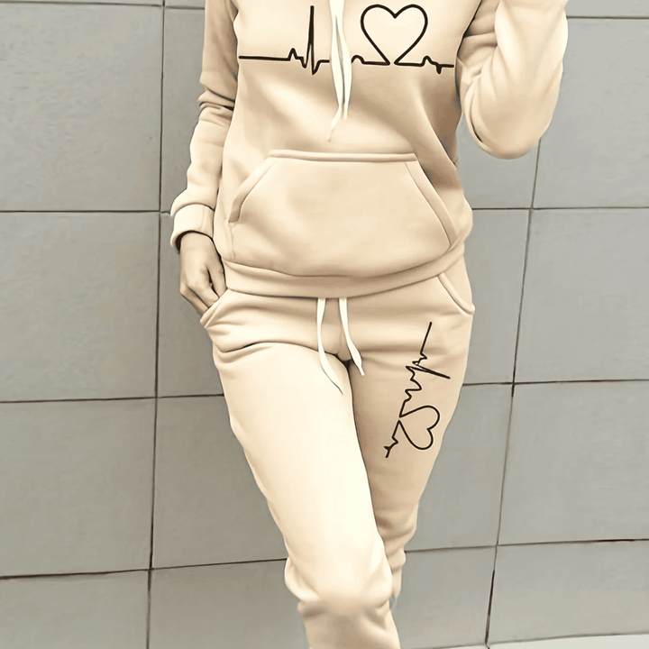 Levoire | Costume De Sport Pour Femmes Avec Sweat À Capuche En Polaire Et Imprimé Motif Braun