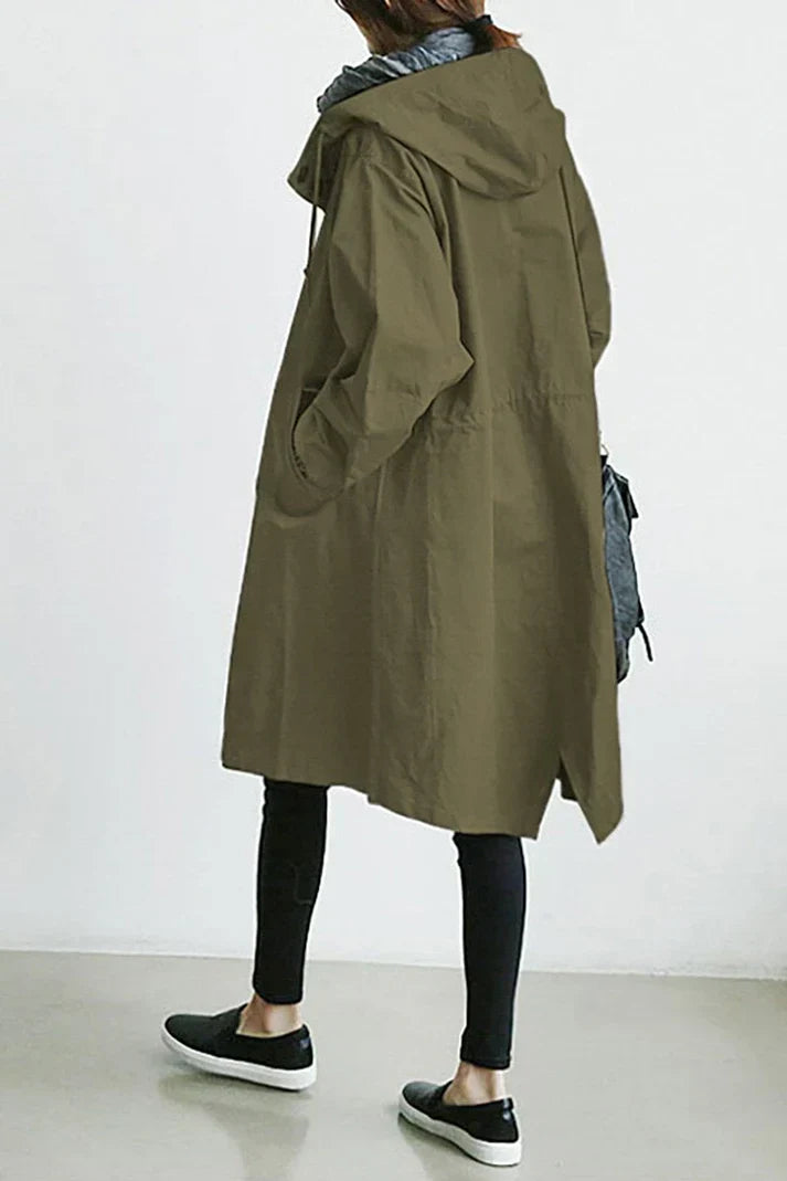 Levoire | Trench-Coat Imperméable Avec Capuche vert armée
