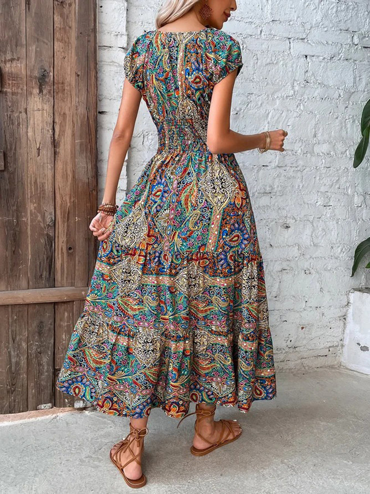 Levoire | Robe D'Été À Encolure En V - Élégante Robe Midi Décontractée