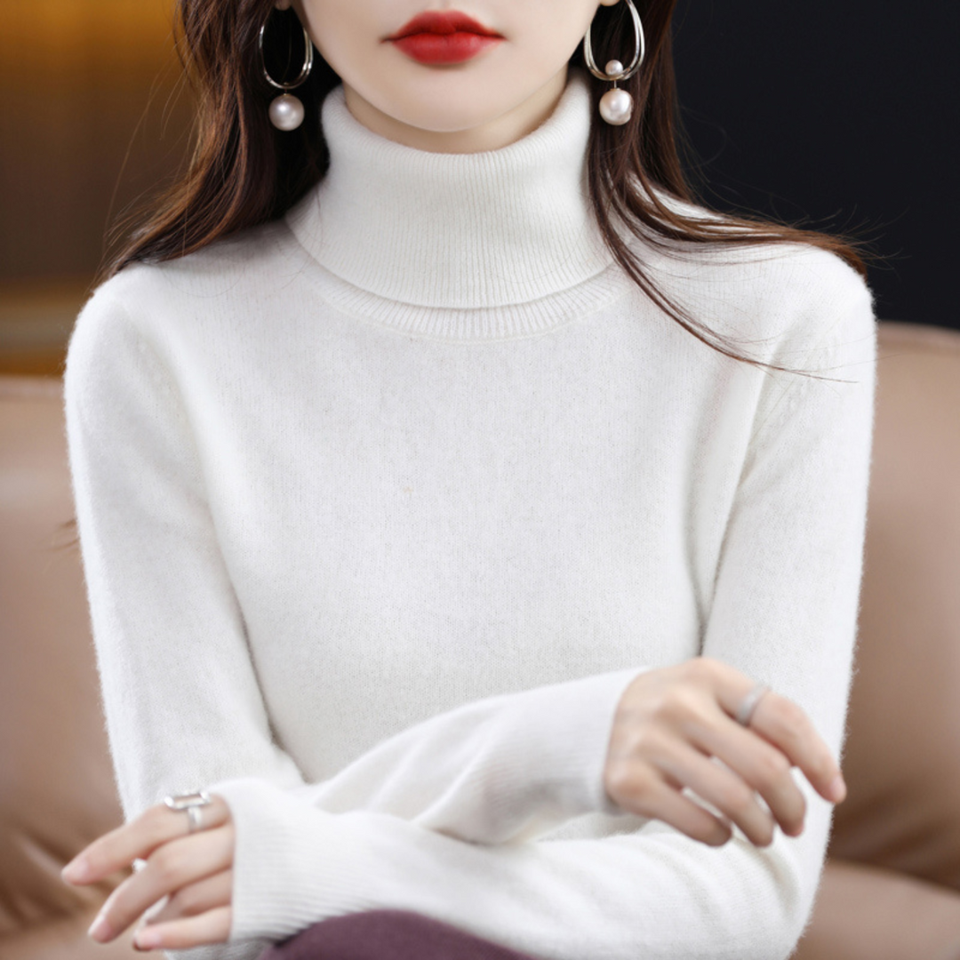 Levoire | Pull Col Roulé Avec Sensation Cachemire Blanc
