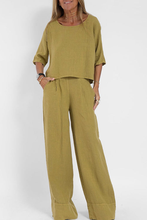 Levoire | Femmes Ensemble Léger Deux Pièces Avec Pantalon Taille Haute Pour Femmes Khaki